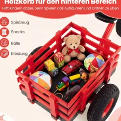 Dreirad Kinderfahrrad bis 91 kg Belastbar mit Verstellbarem Sitz & Lenker für Kinder ab 3 Jahren Rot