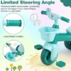 Dreirad Kinder Laufrad mit begrenzter Lenkung Klingel & ergonomischem Sitz Kleinkinder Spielzeug Grün