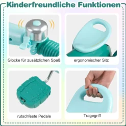 Dreirad Kinder Laufrad mit begrenzter Lenkung Klingel & ergonomischem Sitz Kleinkinder Spielzeug Grün
