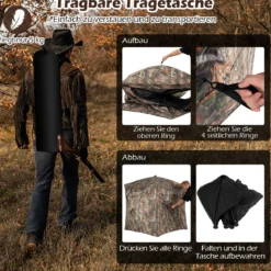 270° durchsichtiger Tarnzelt Pop-Up Jagdzelt aus robust Oxford für 2-3 Personen tragbares Tarnzelt Tarnmuster