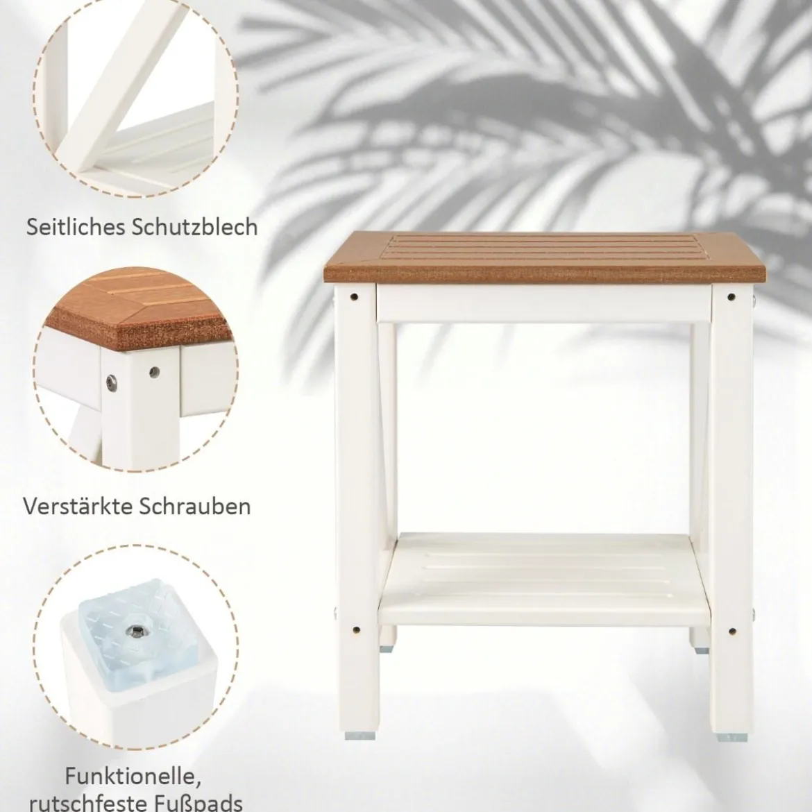 Duschbank Bad Sitzbank mit Ablage bis 150 kg Belastbar Wasserdichte Badezimmerbank 43 x 32 x 47 cm