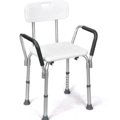 Duschstuhl höhenverstellbar Duschhocker mit Rückenlehne & Armlehnen Badesitz 59 x 46 x 73-85cm