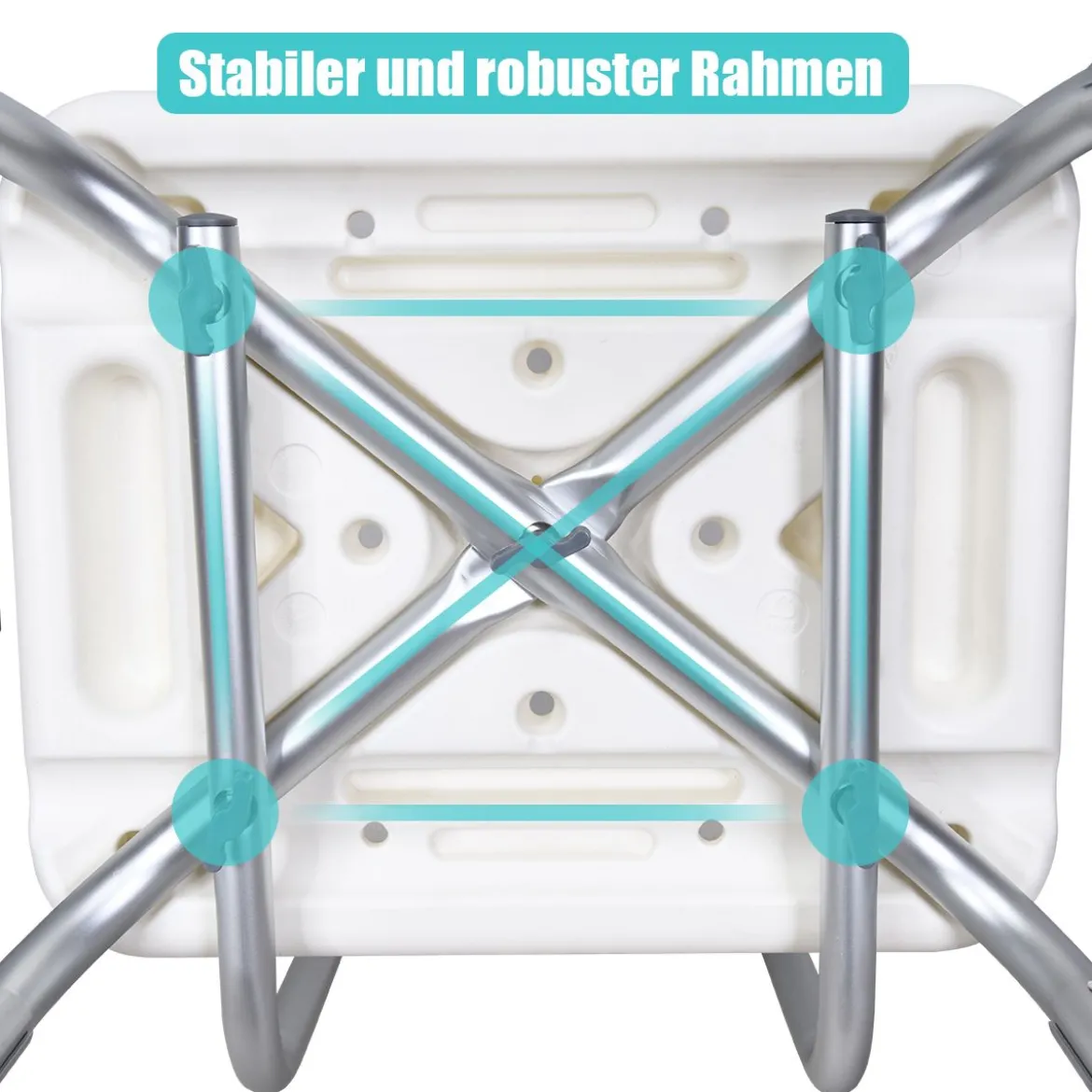 Duschstuhl höhenverstellbar Duschhocker mit Rückenlehne & Armlehnen Badesitz 59 x 46 x 73-85cm