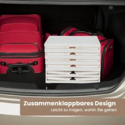 3/4/6-Ebenen Aufbewahrungsboxen mit Deckel & Magnetischen Transparenten Türen & Rollen Weiß