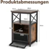 4 Ebenen Beistelltisch Industrie Design Nachttisch mit 2 Klappschubladen 60,5 x 40 x 35 cm Rustikales Braun
