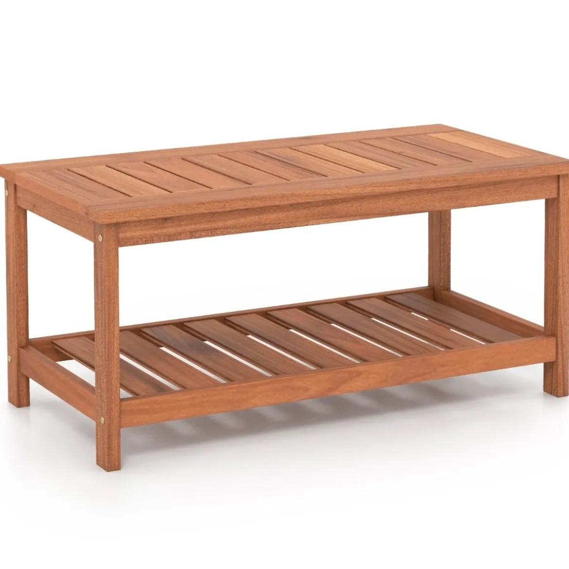 2 Ebenen Beistelltisch mit Ablage Outdoor Wetterfester Couchtisch Kaffeetisch 90 x 45 x 45 cm