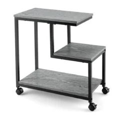 3 Ebenen Beistelltisch mit Marmoroptik & Universalrollen Moderner Nachttisch 60 x 30 x 59 cm