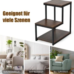 3 Ebenen Beistelltisch Nachtisch Vintage Sofatisch Kaffeetisch Telefontisch Nachtkommode