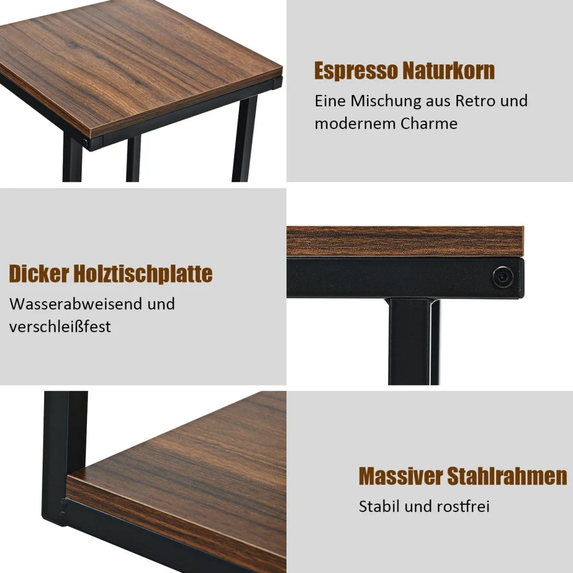 3 Ebenen Beistelltisch Nachtisch Vintage Sofatisch Kaffeetisch Telefontisch Nachtkommode