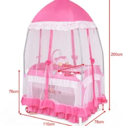 2 Ebenen Klappbares Babybett Kinderreisebett Laufstall mit Wickelauflage