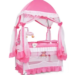 2 Ebenen Klappbares Babybett Kinderreisebett Laufstall mit Wickelauflage