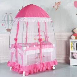 2 Ebenen Klappbares Babybett Kinderreisebett Laufstall mit Wickelauflage