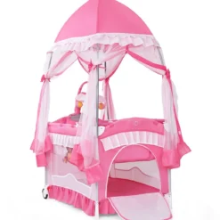2 Ebenen Klappbares Babybett Kinderreisebett Laufstall mit Wickelauflage