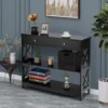 3 Ebenen Konsolentisch mit Schublade & Regal aus Holz 100 x 30 x 80 cm schwarz