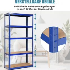 5 Ebenen Lagerregal Platzsparendes Schwerlastregal Steckregal Metallregal