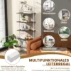 5 Ebenen Leiterregal Wandmotage 180cm Bücherregal mit Metallrahmen Braun