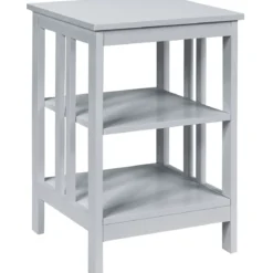 3 Ebenen Nachttisch II-förmiger Beistelltisch Nachtschrank 40 x 40 x 61 cm Grau