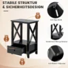 2 Ebenen Nachttisch mit Schublade Beistelltisch Holz 40 x 30 x 61,5cm Schwarz