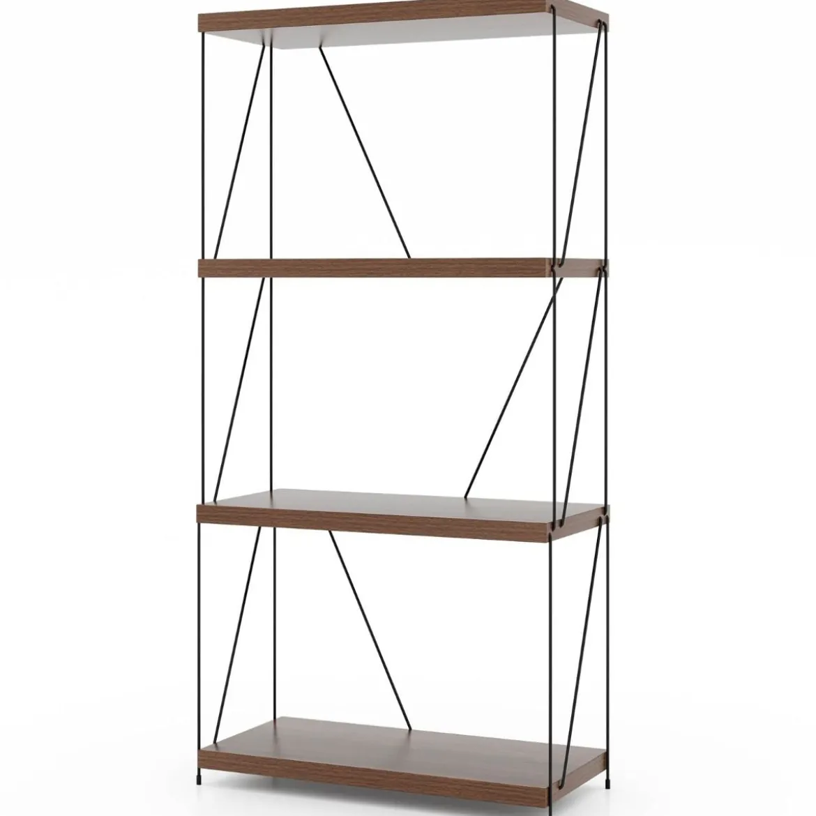 4 Ebenen Standregal mit Metallrahmen Industrielles Bücherregal Lagerregal 60 x 29,5 x 105 cm