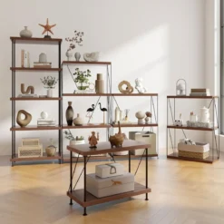 4 Ebenen Standregal mit Metallrahmen Industrielles Bücherregal Lagerregal 60 x 29,5 x 105 cm