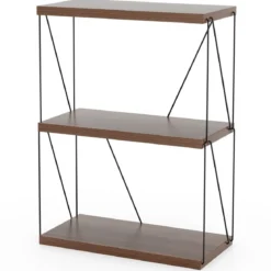 3 Ebenen Standregal mit Metallrahmen Industrielles Bücherregal Lagerregal 60 x 29,5 x 82 cm