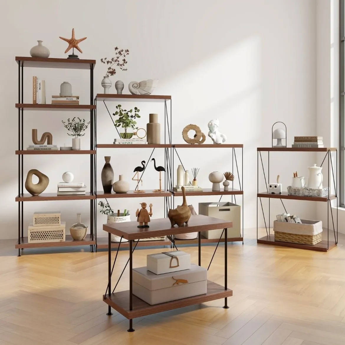 3 Ebenen Standregal mit Metallrahmen Industrielles Bücherregal Lagerregal 60 x 29,5 x 85,5 cm