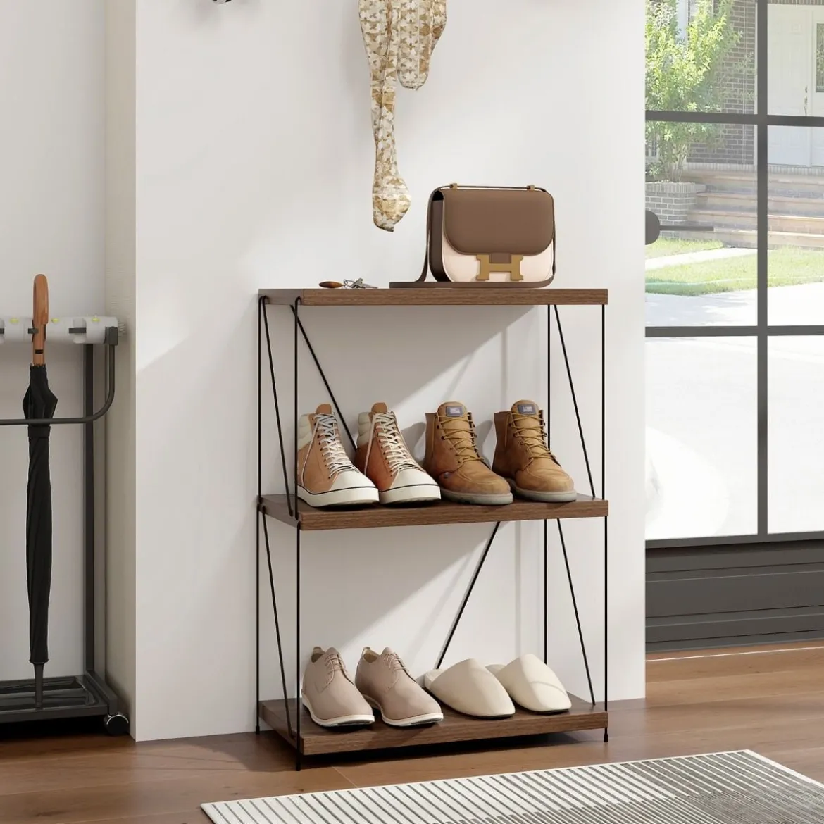 3 Ebenen Standregal mit Metallrahmen Industrielles Bücherregal Lagerregal 60 x 29,5 x 85,5 cm