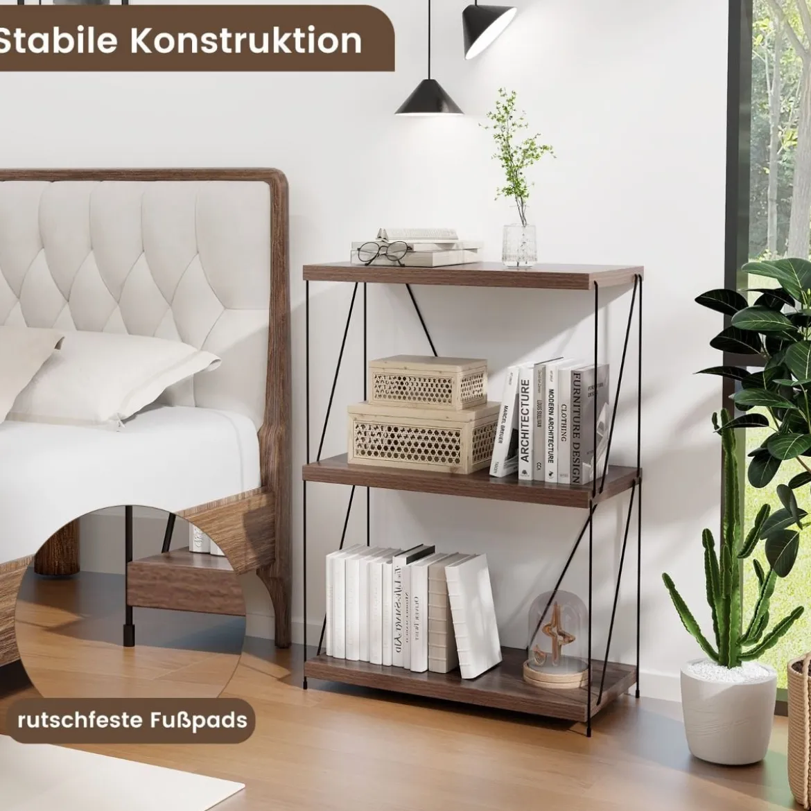 3 Ebenen Standregal mit Metallrahmen Industrielles Bücherregal Lagerregal 60 x 29,5 x 85,5 cm