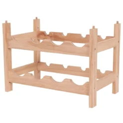 2 Ebenen Stapelbar Holz Weinschrank Weinregal Flaschenständer mit 8 Flaschen