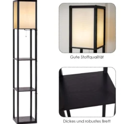 3-Ebene Standleuchte Regal Moderne Stehlampe Bodenlampe 26 x 26 x 160 cm Schwarz