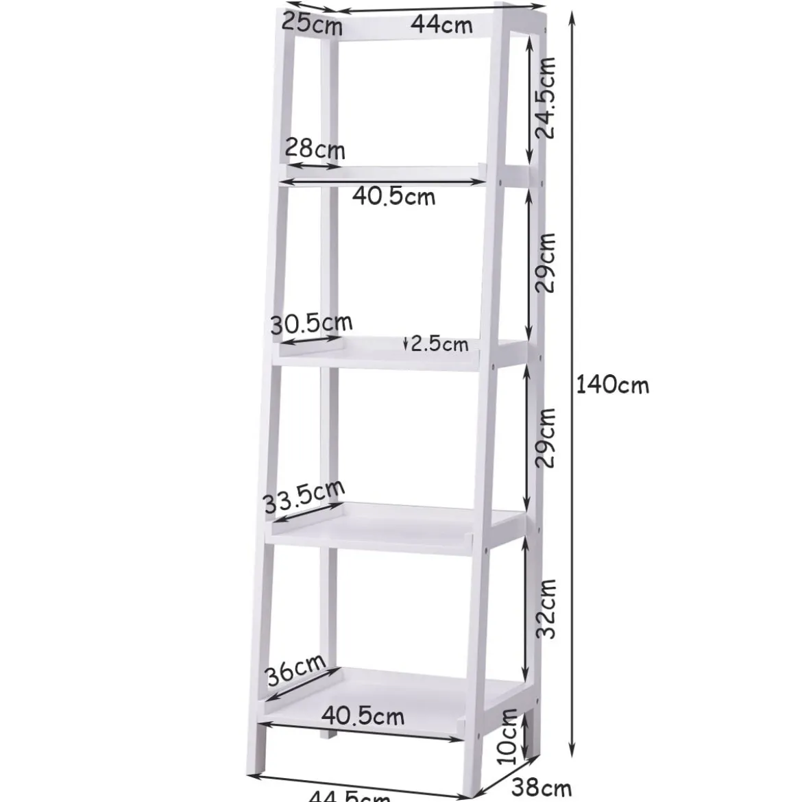 4-Ebene Weiß Standregal Bücherregal Pflanzenregal 44 x 38 x 140 cm