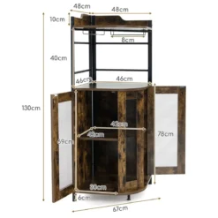 Eck-Barschrank mit Glashalter & Metallgittertüren & Verstellbarem Regal Weinschrank Barschrank