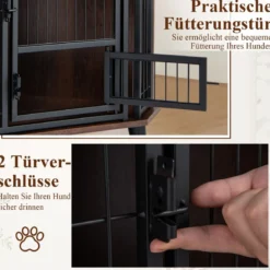 Eck-Hundebox mit Futtertür & Abschließbare Tür Platzsparender Hundekäfig Haustier-Box
