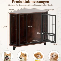Eck-Hundebox mit Futtertür & Abschließbare Tür Platzsparender Hundekäfig Haustier-Box