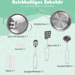 Eckküch Eck Spielküche mit Sound und Licht Kinderküche aus Holz inkl. Spielzubehör Weiß + Natur