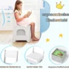 Eck-Kinderschminktisch mit Spiegel & Beleuchtung Prinzessinnen-Schminktisch mit Stuhl-Set Kosmetiktisch Blau