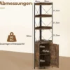Eckregal mit Stauraum 180 cm hohes Eckschrank mit Absturzsicherungen 5-stöckiges Bücherregal Rustikales Braun