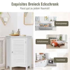 Eck-Rollladenschrank mit 5 Stufig Höhenverstellbarer Ablage & 2 Einlegeböden Weiß