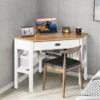 Eckschreibtisch aus Holz Kompakter Schreibtisch mit Schublade & Regalen 75 x 75 x 76 cm Natur + Weiß