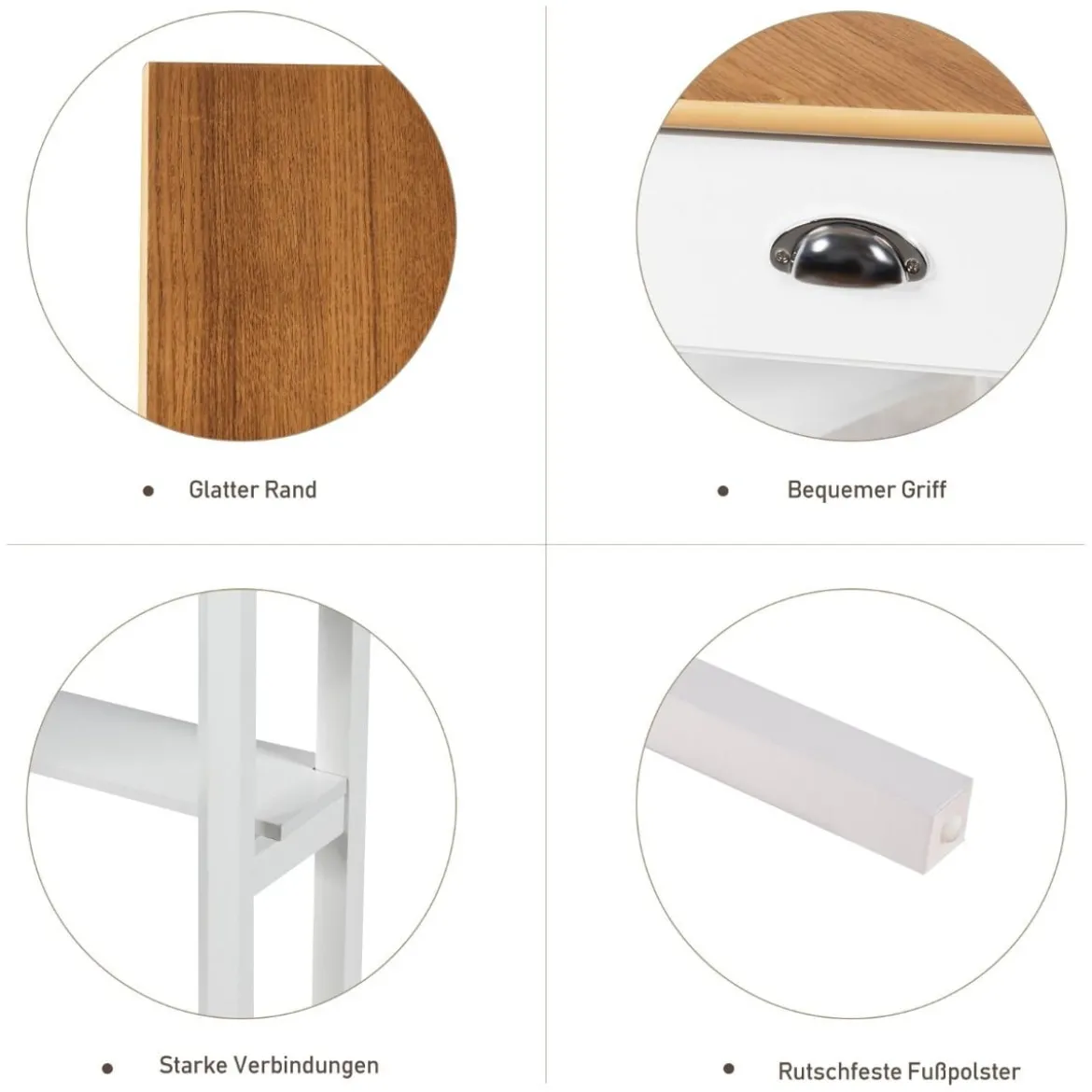 Eckschreibtisch aus Holz Kompakter Schreibtisch mit Schublade & Regalen 75 x 75 x 76 cm Natur + Weiß