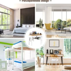 Eckschreibtisch aus Holz Kompakter Schreibtisch mit Schublade & Regalen 75 x 75 x 76 cm Natur + Weiß