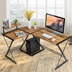 Eckschreibtisch L-Förmiger Computertisch aus Holz 147 x 112 x 79 cm Braun
