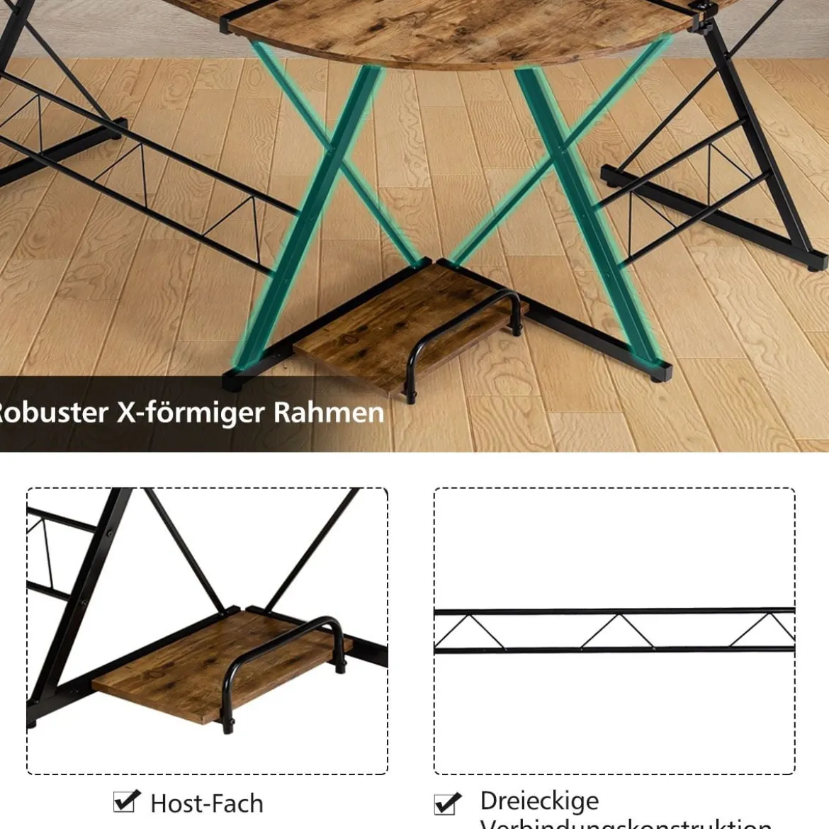 Eckschreibtisch L-Förmiger Computertisch aus Holz 147 x 112 x 79 cm Braun