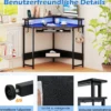 Eckschreibtisch mit Ladestation & LED & Tastaturablage & Monitorständer Gamingtisch Schwarz