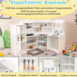 Eck Spielküche mit Licht & Sound & Spüle & Eismaschine & Backofen & Kinderküche Weiß