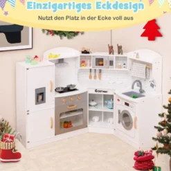 Eck Spielküche mit Licht & Sound & Spüle & Eismaschine & Backofen & Kinderküche Weiß