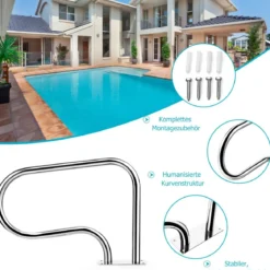 Edelstahl 304 Pool-Handlauf Schwimmbad Leiter Handlauf Einstiegsleiter mit Bodenplatte