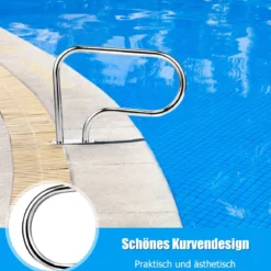 Edelstahl 304 Pool-Handlauf Schwimmbad Leiter Handlauf Einstiegsleiter mit Bodenplatte