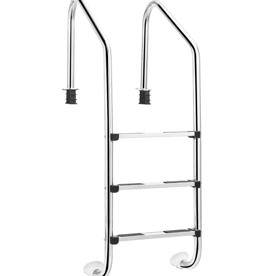 Edelstahl-Poolleiter 3-stufige Schwimmbadleiter mit rutschfesten Stufen 53 x 63 x 147 cm Silber