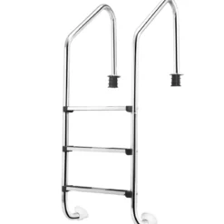 Edelstahl-Poolleiter 3-stufige Schwimmbadleiter mit rutschfesten Stufen 53 x 63 x 147 cm Silber